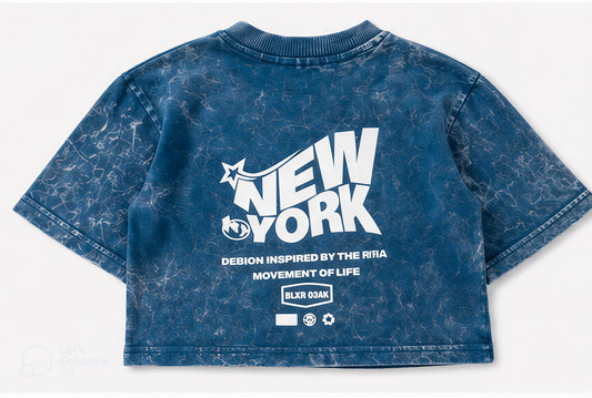 Kids Acid Wash Graphic T-Shirt – New York Back Print