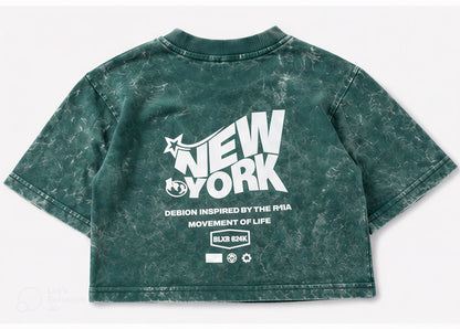 Kids Acid Wash Graphic T-Shirt – New York Back Print